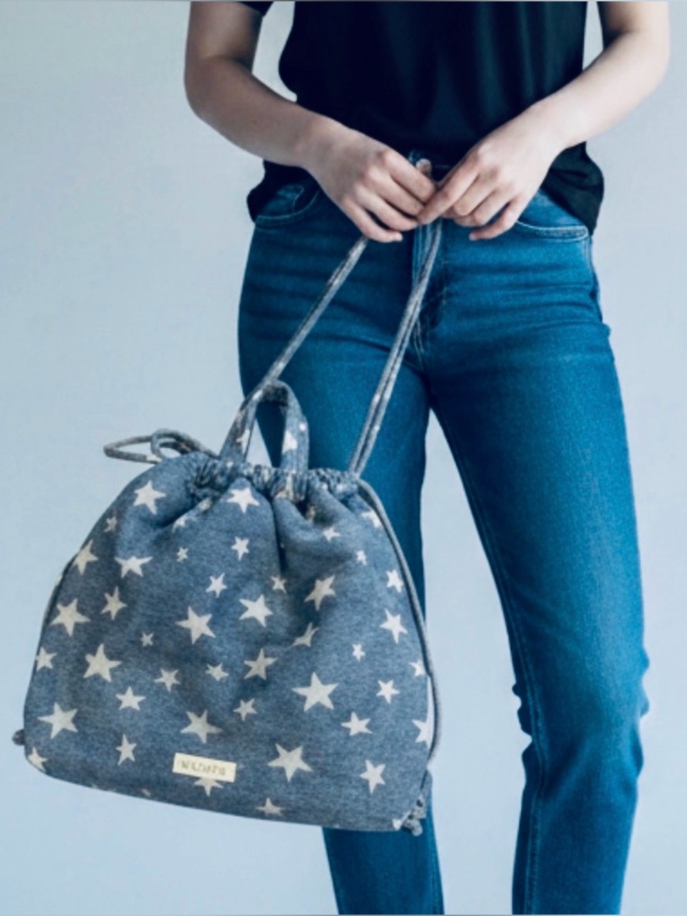 Wildfox Stars Blue Denim Backpack Starry Night Two Way Bag New NWT + Free Gift